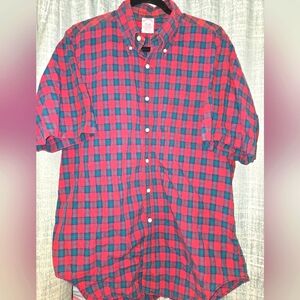 Men's Short Sleeve Size Large Brooks Brothers Button Up Plaid Shirt